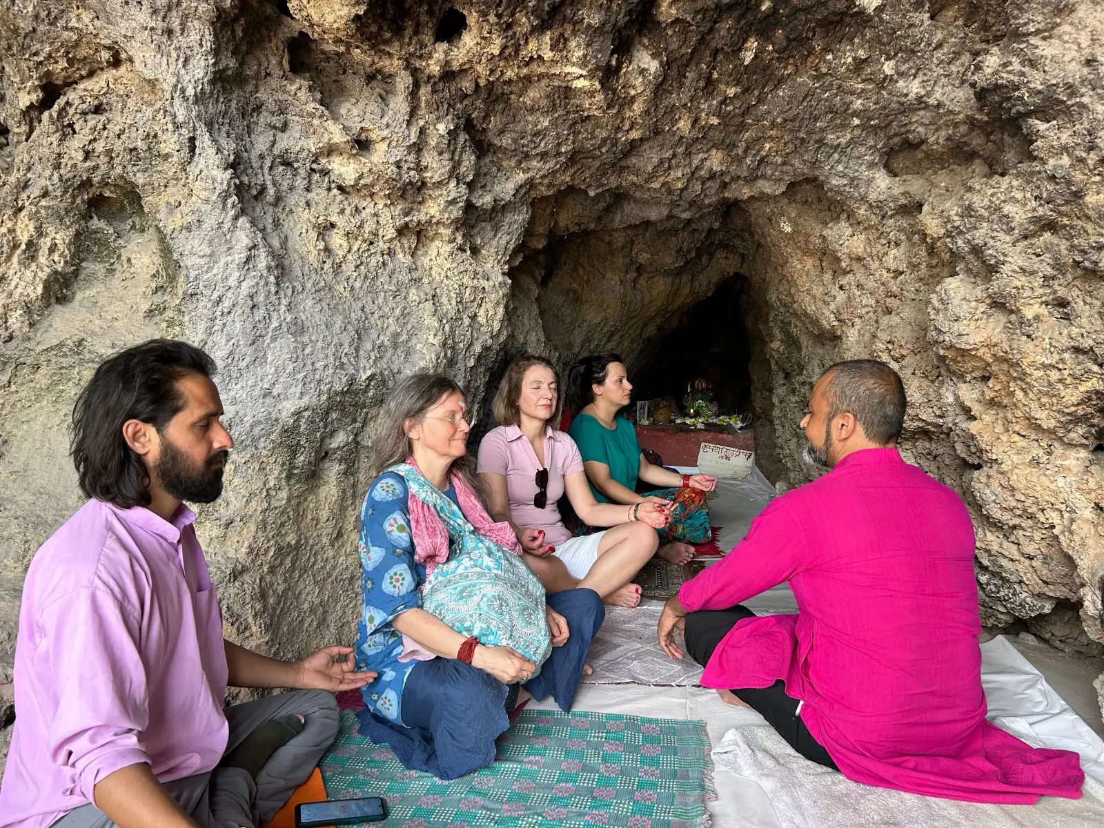 Guided meditation practice in the shala