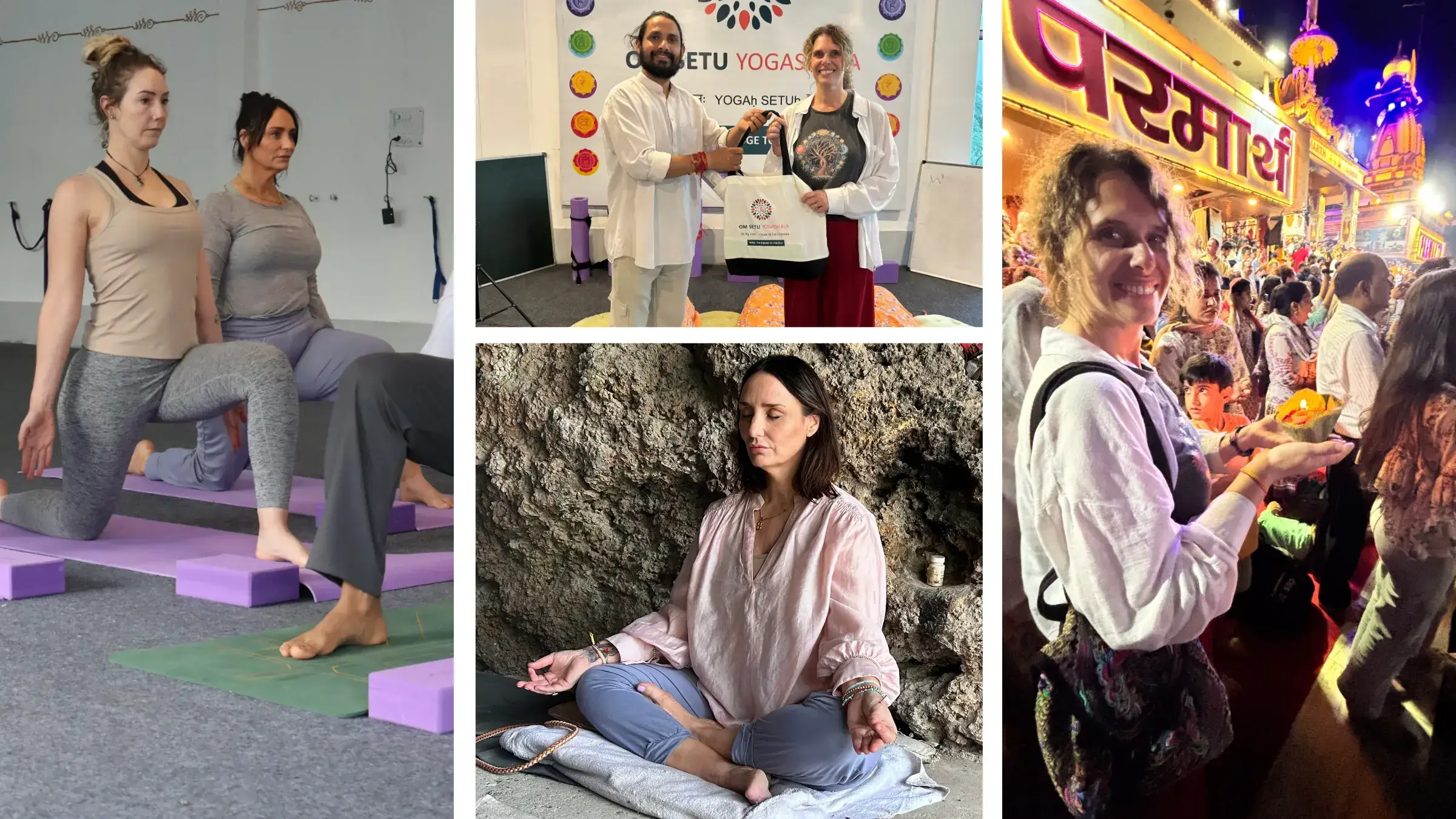 Guided group meditation at sunrise during the yoga and meditation retreat